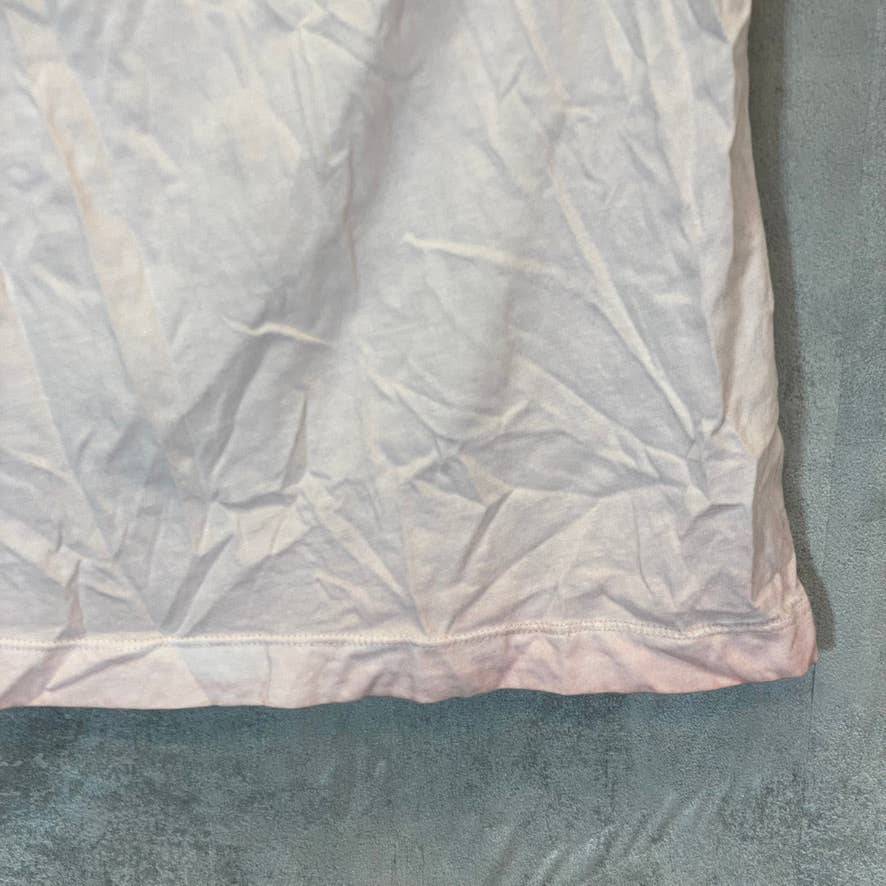 DKNY Jeans Women's Pink Graffiti-Print Metallic Logo Short Sleeve Crewneck T-Shirt SZ S