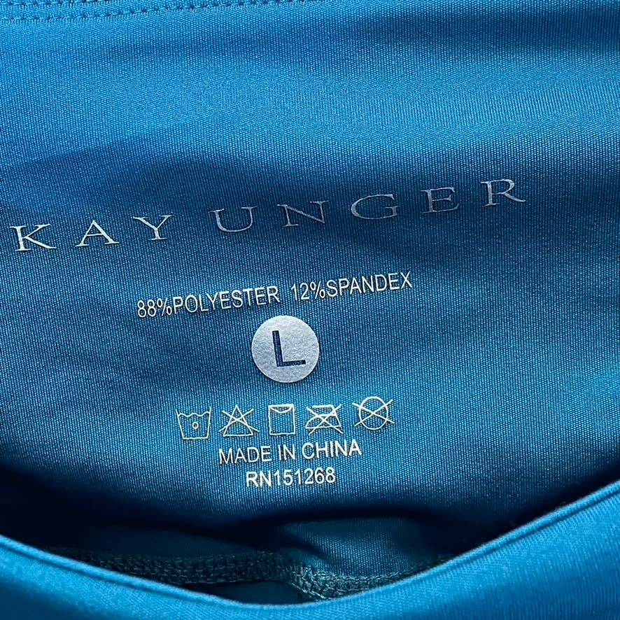 KAY UNGER Women's Teal Stretch High-Waist Media Pocket Pull-On Athletic Leggings SZ L