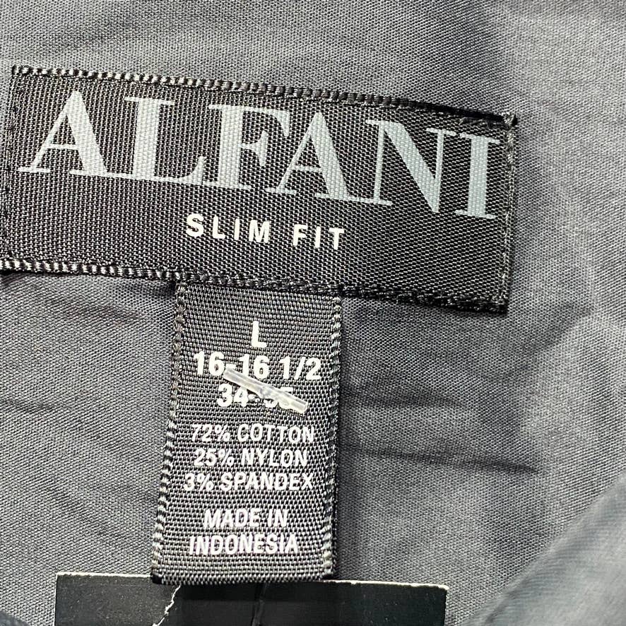 ALFANI Dark Grey Slim-Fit Stretch Solid Dress Shirt SZ L
