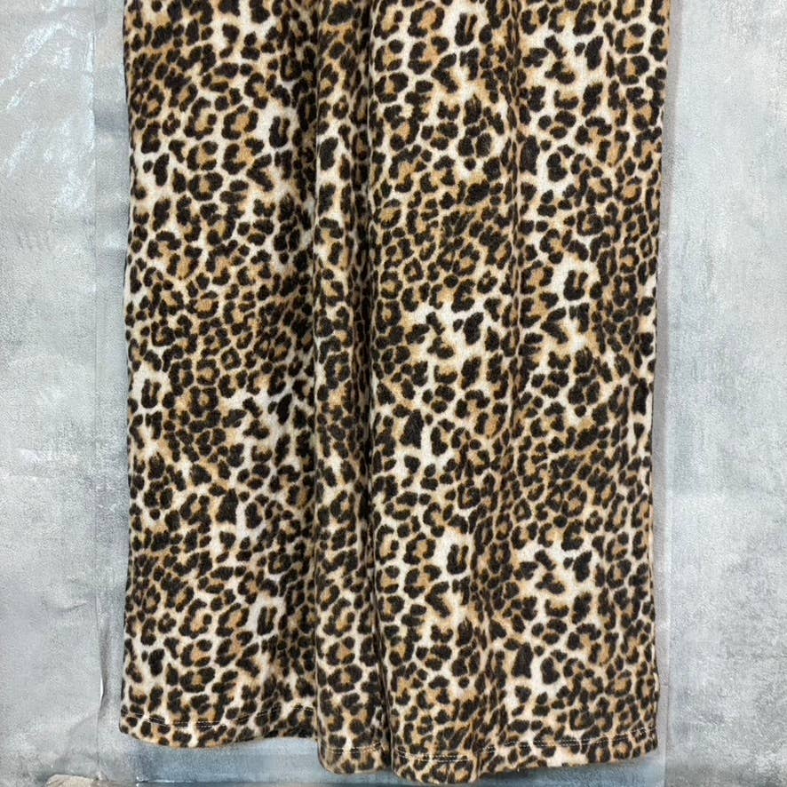 19 COOPER Women's Brown Overflow Leopard Print Surplice Wide Leg Jumpsuit SZ M