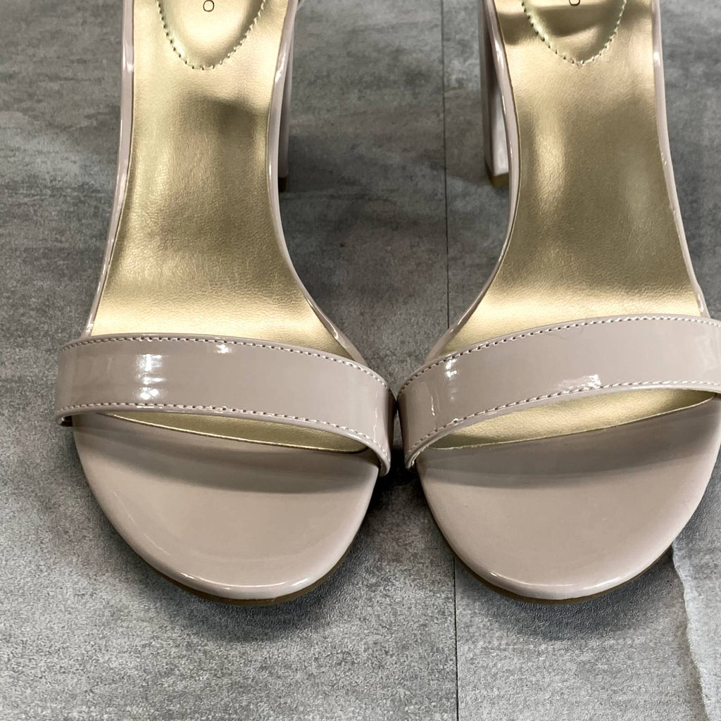 BANDOLINO Women's Oat Patent Armory Ankle Strap Block-Heel Dress Sandals SZ 9