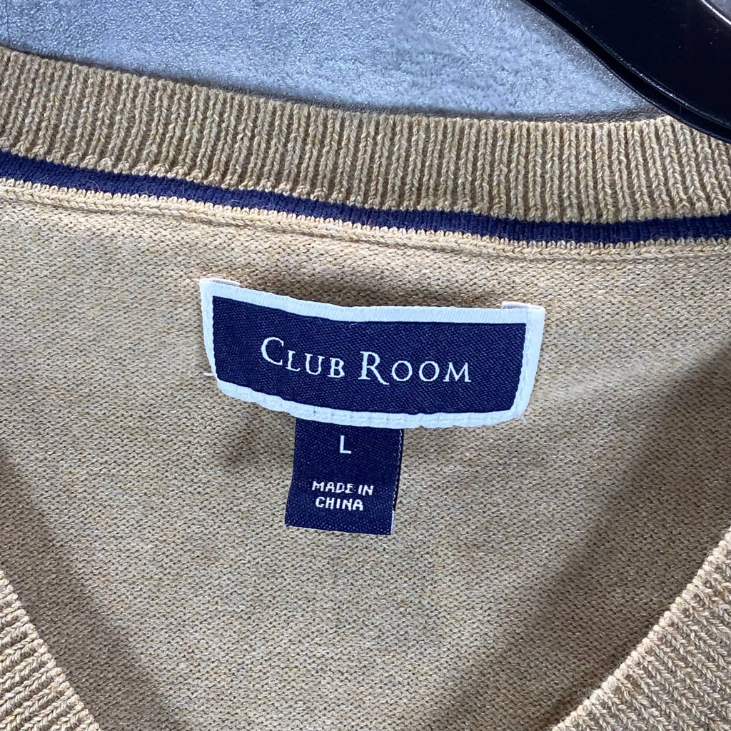 CLUB ROOM Men's Tan Solid V-Neck Pullover Sweater Vest SZ L