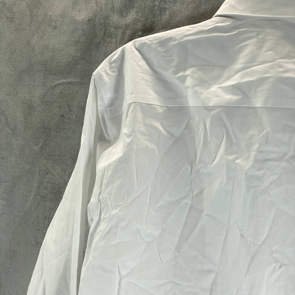 ALFANI AlfaTech Men's White Solid Regular-Fit Dress Shirt SZ M(15-15.5 34/35)