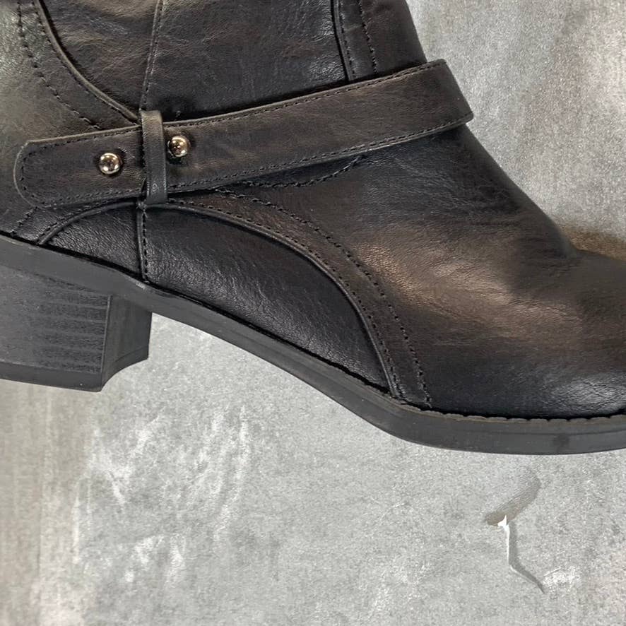 EASY STREET Women's Black Faux-Leather Jewel Knee-High Riding Boots SZ 7.5