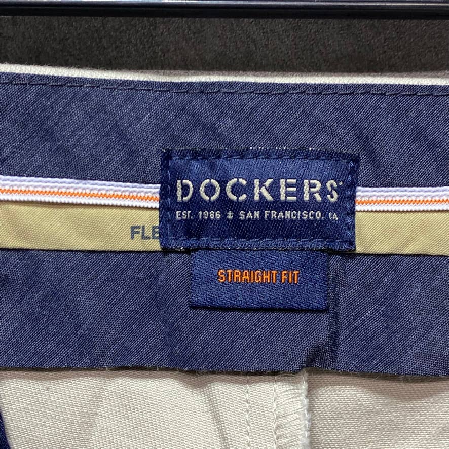 DOCKERS Tan Men's Signature Lux Straight Fit Creased Stretch Khaki Pants SZ 38X34