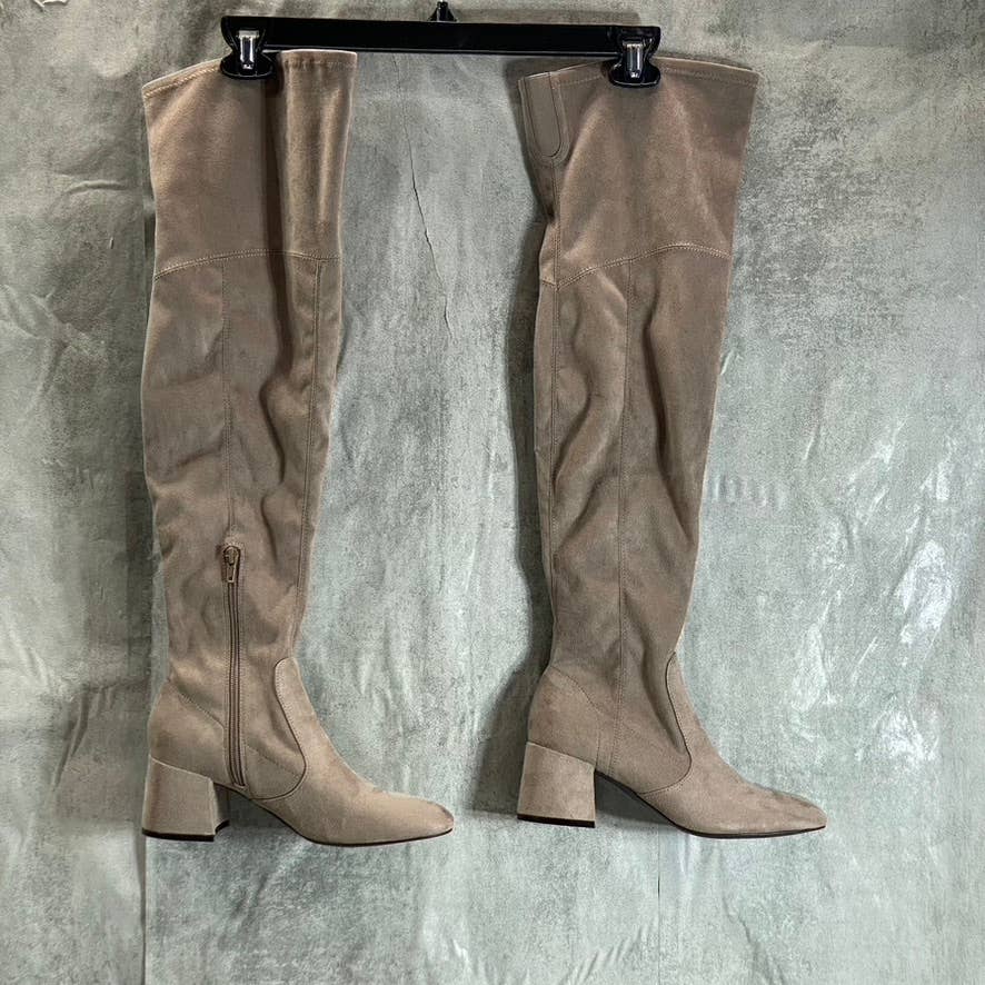 NINE WEST Women's Taupe Felipe Over-The-Knee Block-Heel Boots SZ 7