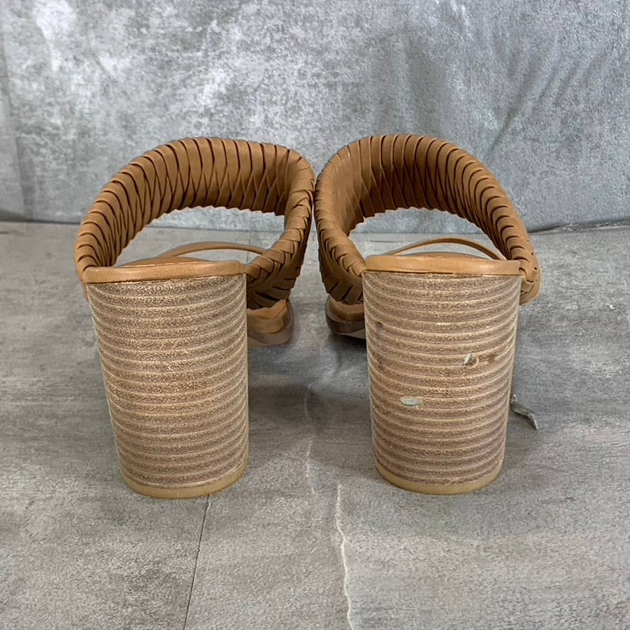 DV DOLCE VITA Women's Tan Bambi Round-Toe Slip-On Stacked-Heel Sandals SZ 9