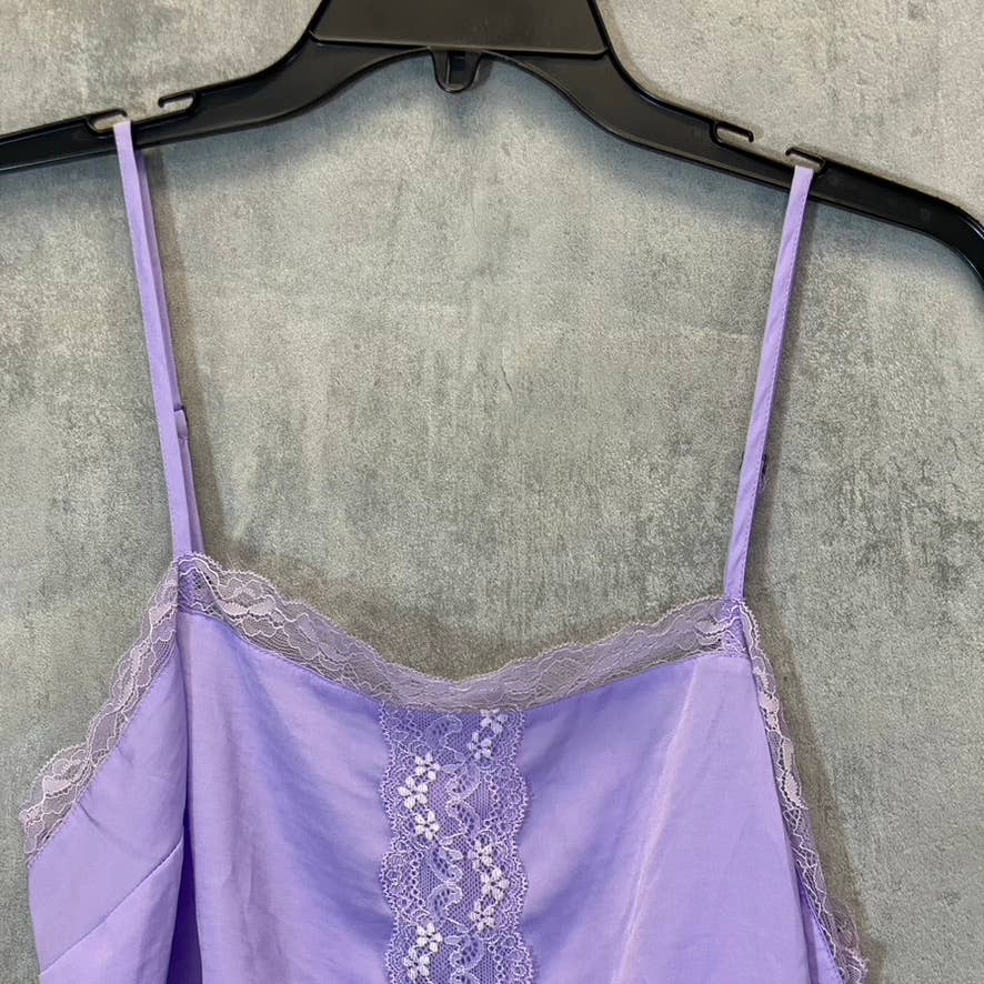 BP. Women's Purple Spray Lace Trim Crop Adjustable Strap Square Neck Camisole SZ M