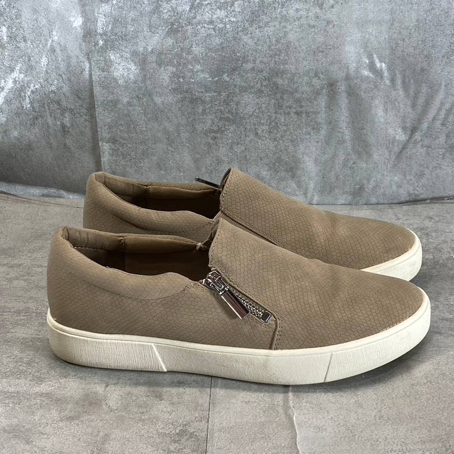 STYLE & CO Women's Taupe Textured Moira Zip Round-Toe Slip-On Sneakers SZ 8