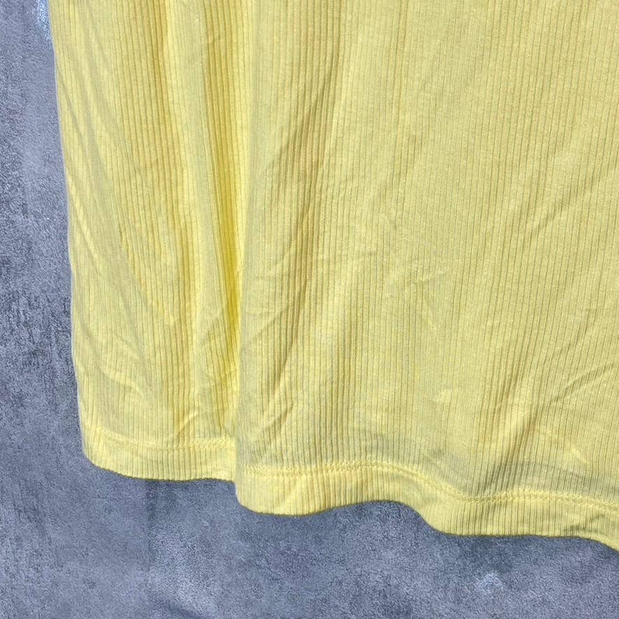 JONES NEW YORK Sport Women's Sunshine Yellow Ribbed Short Sleeve Top SZ L