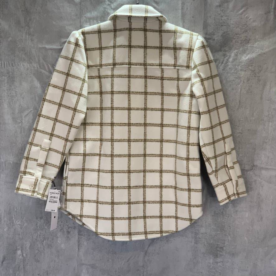 TREASURE & BOND Ivory Carsonpane Plaid Puff Sleeve Shirt Jacket SZ XS