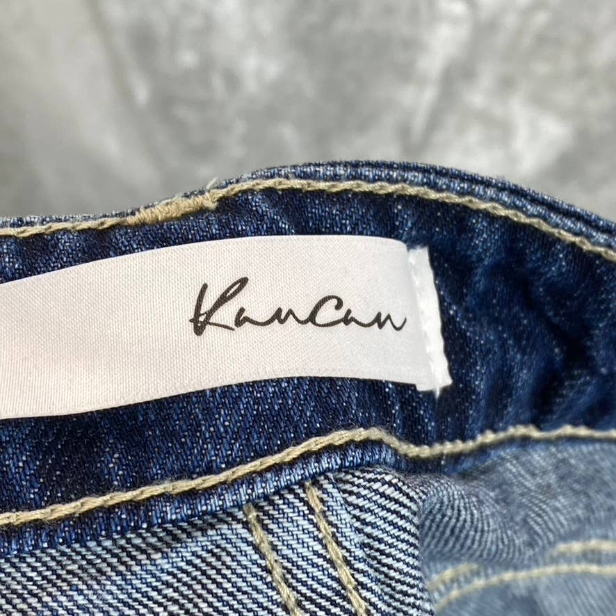KANCAN Women's Blue High-Rise Boyfriend Distressed Denim Jeans SZ 1/24