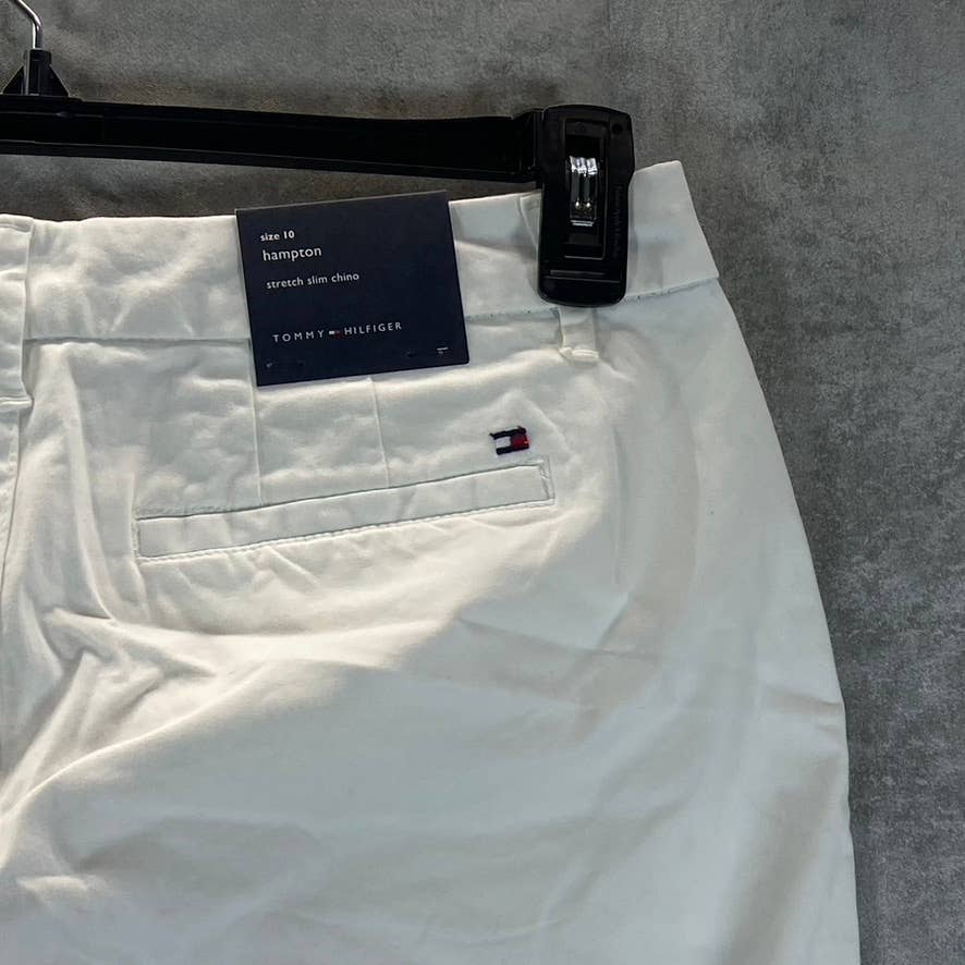 TOMMY HIFIGER Women's Bright White Hampton Cuffed Chino Straight-Leg Pants SZ 10