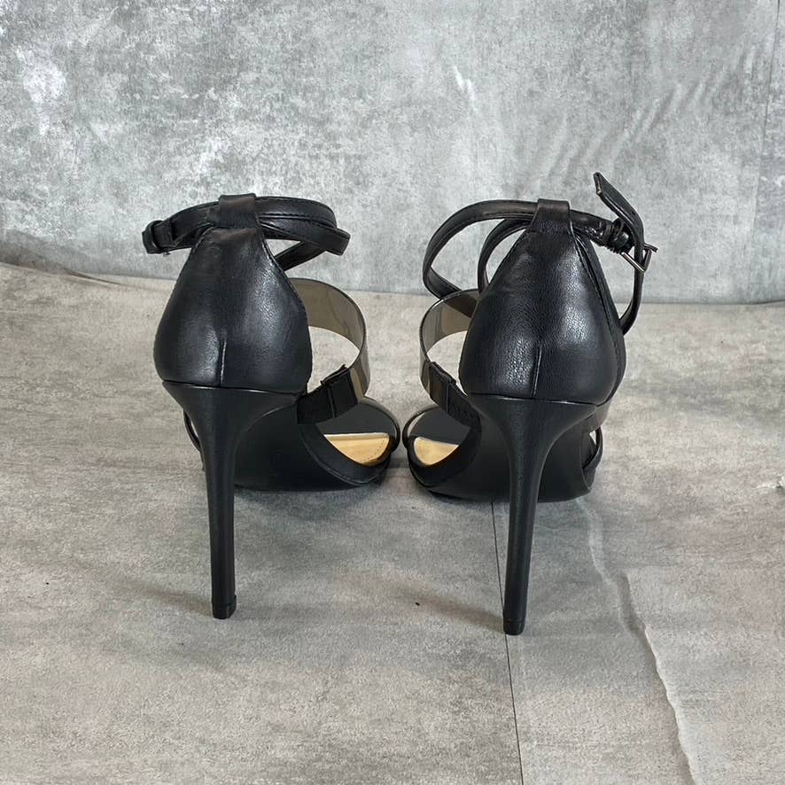 GUESS Women's Black Felicia Transparent Ankle-Strap Round-Toe Stiletto Sandals