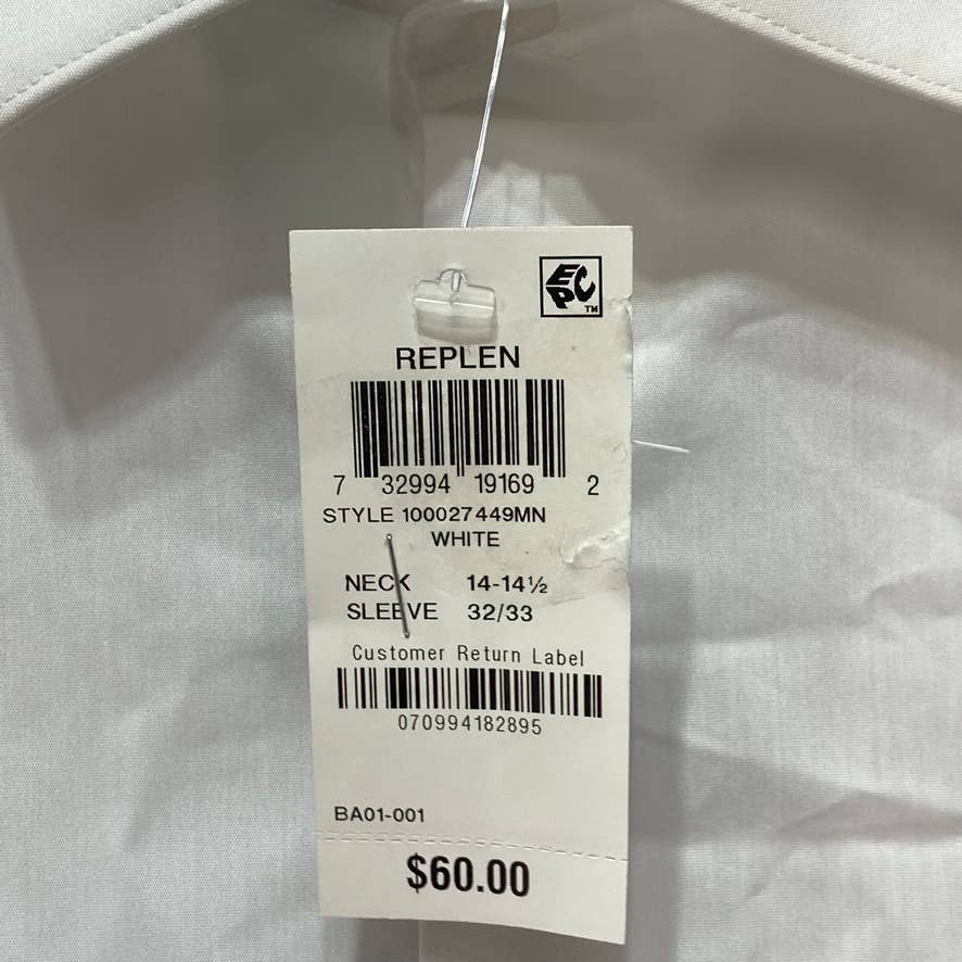 ALFANI White Slim-Fit Performance Stretch Long Sleeve Dress Shirt SZ S