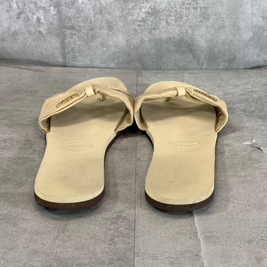 HAVAIANAS Women's Beige You St. Tropez Shine Thong Sandals SZ 9-10