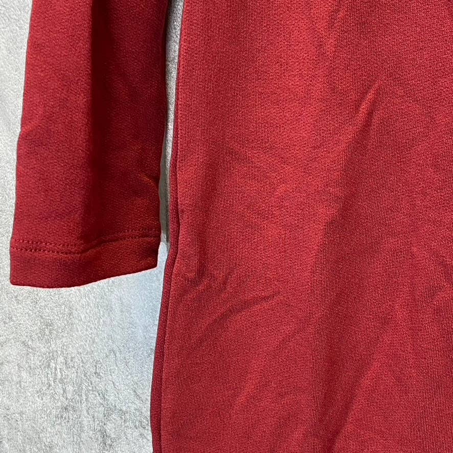 BLDWN Women's Red Crewneck Long Sleeve Pullover Sweater Mini Dress SZ XS