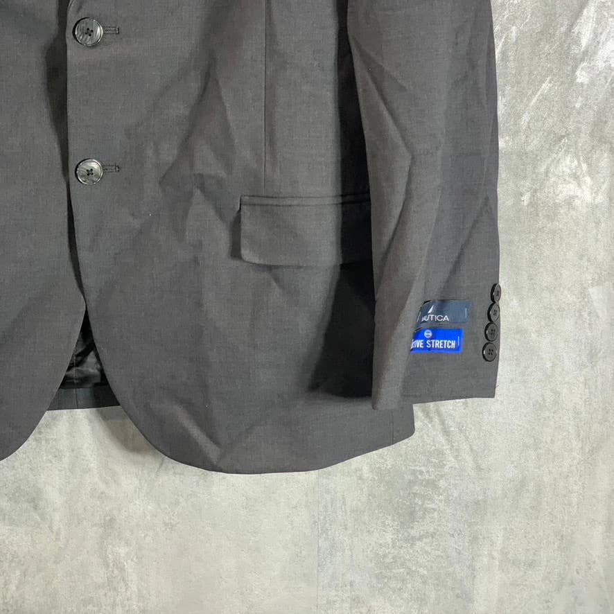 NAUTICA Men's Charcoal Short Modern-Fit Two-Button Bi-Stretch Suit Jacket SZ 42S