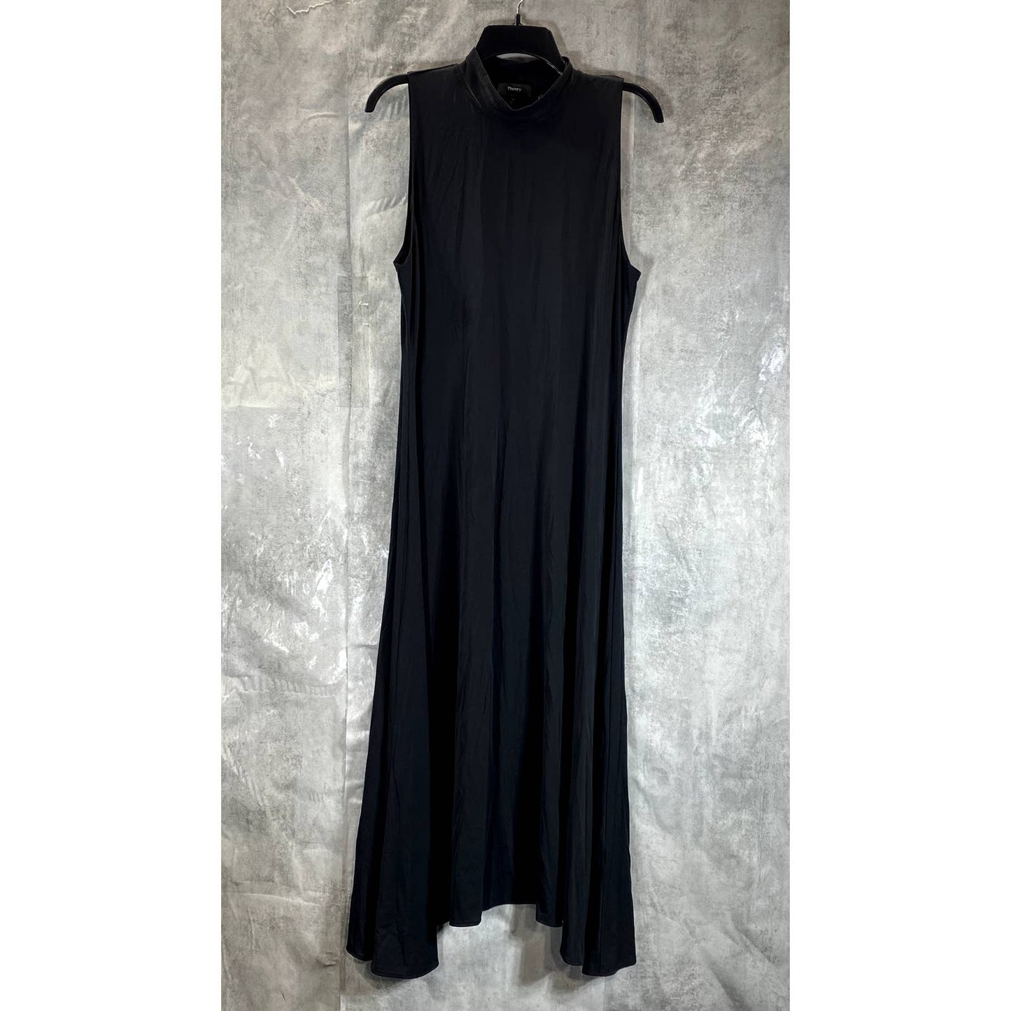 THEORY Women's Black Fluid Knit Mock-Neck Sleeveless Midi Dress SZ L