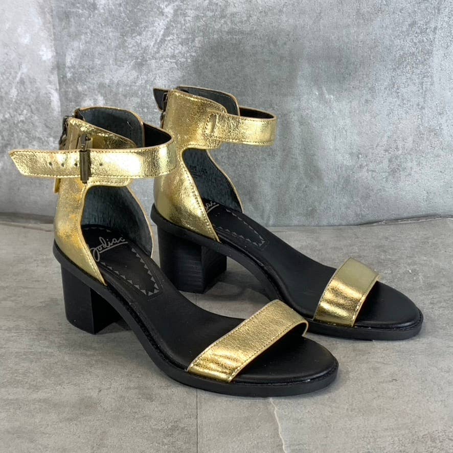 ZODIAC Women's Gold Metallic Ilsa Ankle-Strap Block-Heel City Sandals SZ 7.5