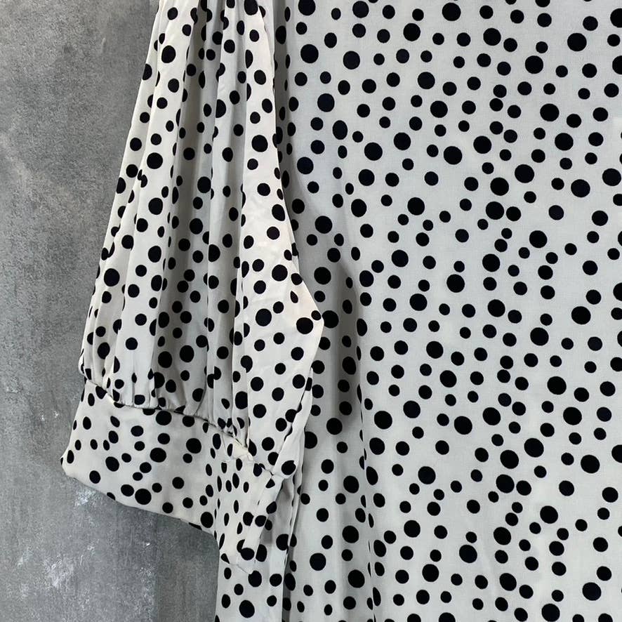 NY COLLECTION Women's Pristine White Icemoon Scoopneck Balloon Short Sleeve Top