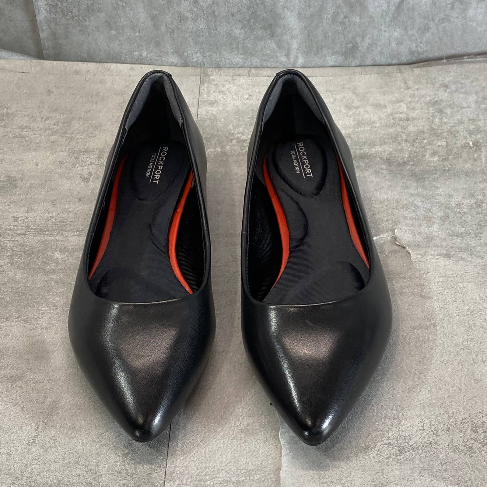 ROCKPORT Women's Black Leather Adelyn Total Motion Pointed-Toe Ballet Flat SZ5.5