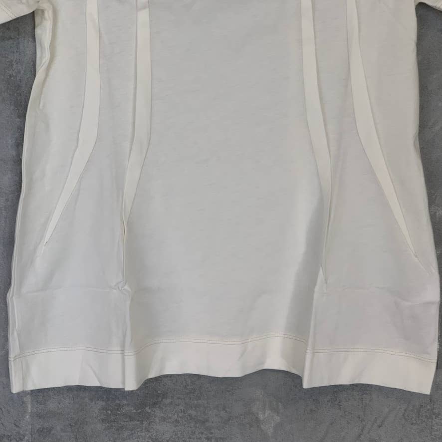TOPSHOP BOUTIQUE Women's Cream Crewneck Pleat Detail Short Sleeve Tee SZ 2