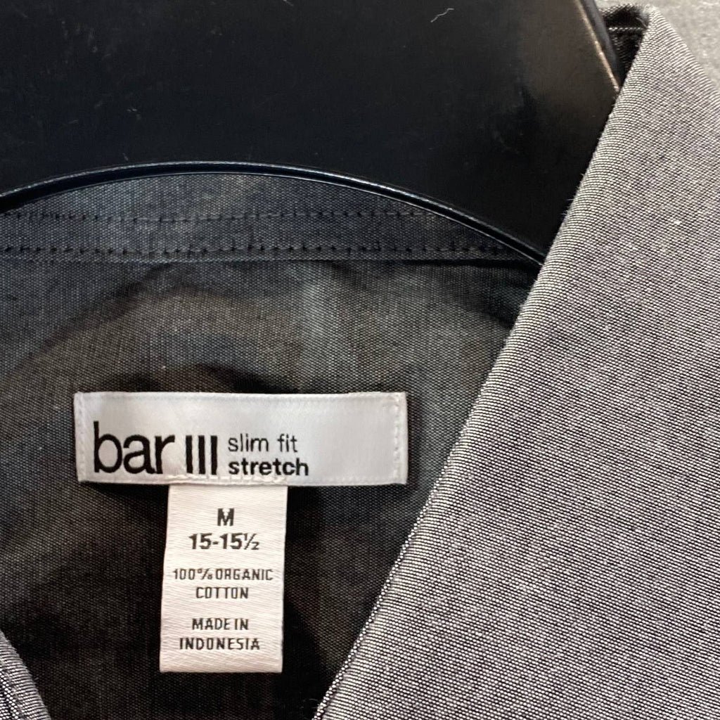 BAR III Men's Charcoal Chambray Slim-Fit Stretch Button-Up Long-Sleeve Shirt SZM