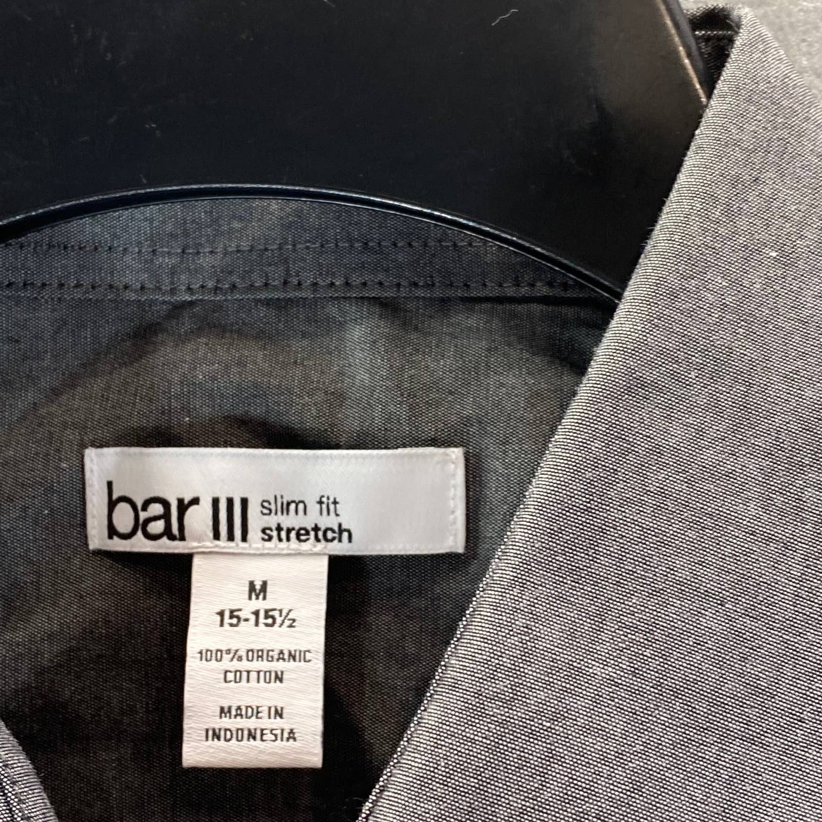 BAR III Men's Charcoal Chambray Slim-Fit Stretch Button-Up Long-Sleeve Shirt SZM