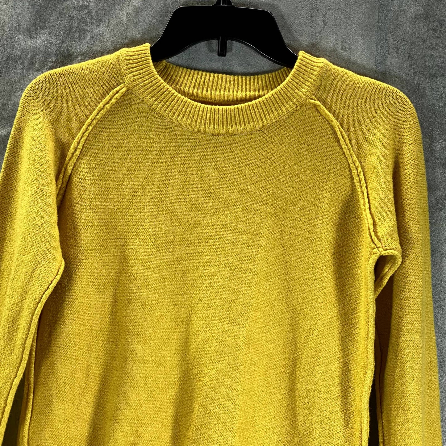 NO BRAND Women's Yellow Crewneck Ribbon-Tie Hem Pullover Sweater SZ M