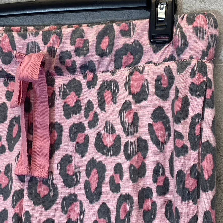 ROUDELAIN Women's Pink Fierce Cat Cameo Drawstring Waist Pull-On Pajama Jogger Pants SZ L