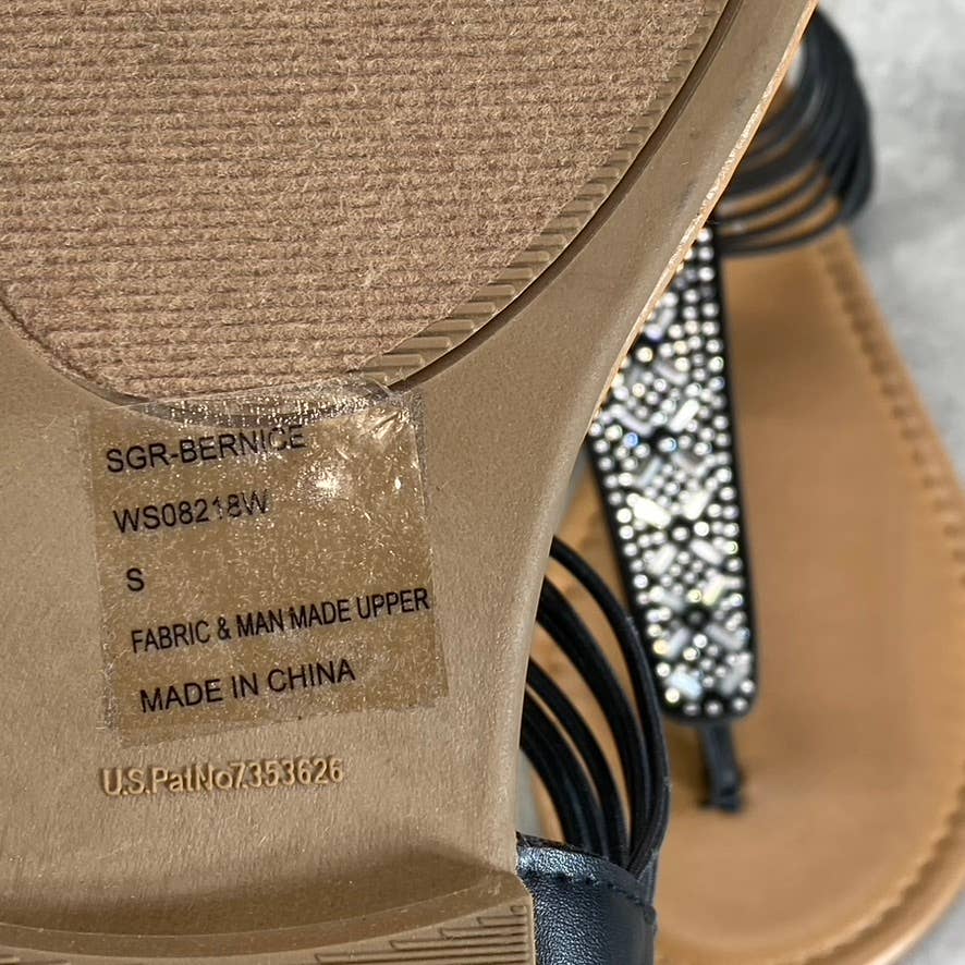 SUGAR Women's Black Bernice Rhinestone Embellished Slingback Sandals SZ S(5/6)