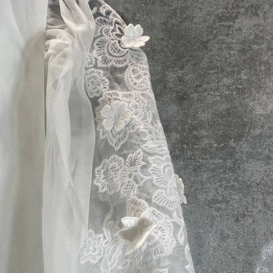 BCBGMAXAZRIA Women's 3D Floral Embroidered Mesh Puff-Sleeve Bodycon Mini Dress