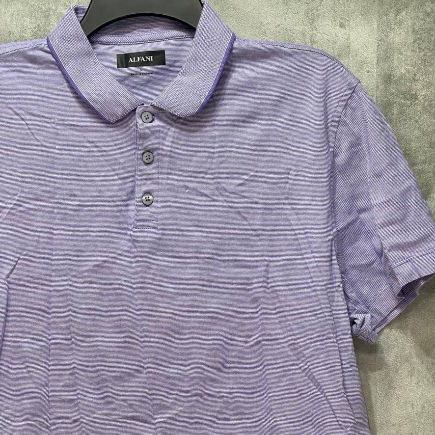 ALFANI Purple Stretch Short Sleeve Polo Shirt SZ L