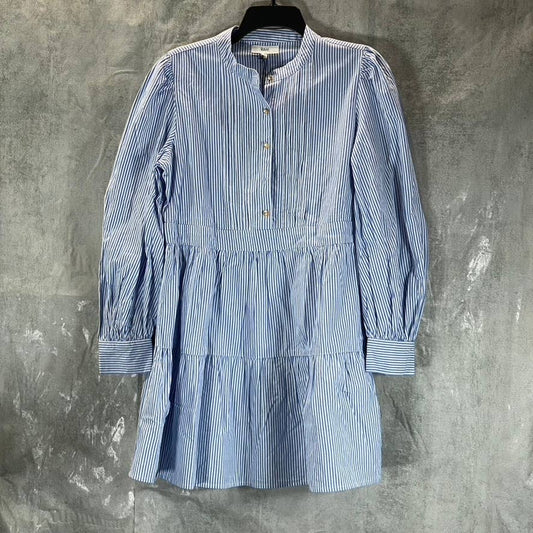 RAHI Women's Blue/White Sydney Striped Long-Sleeve Mini Shirt Dress SZ S