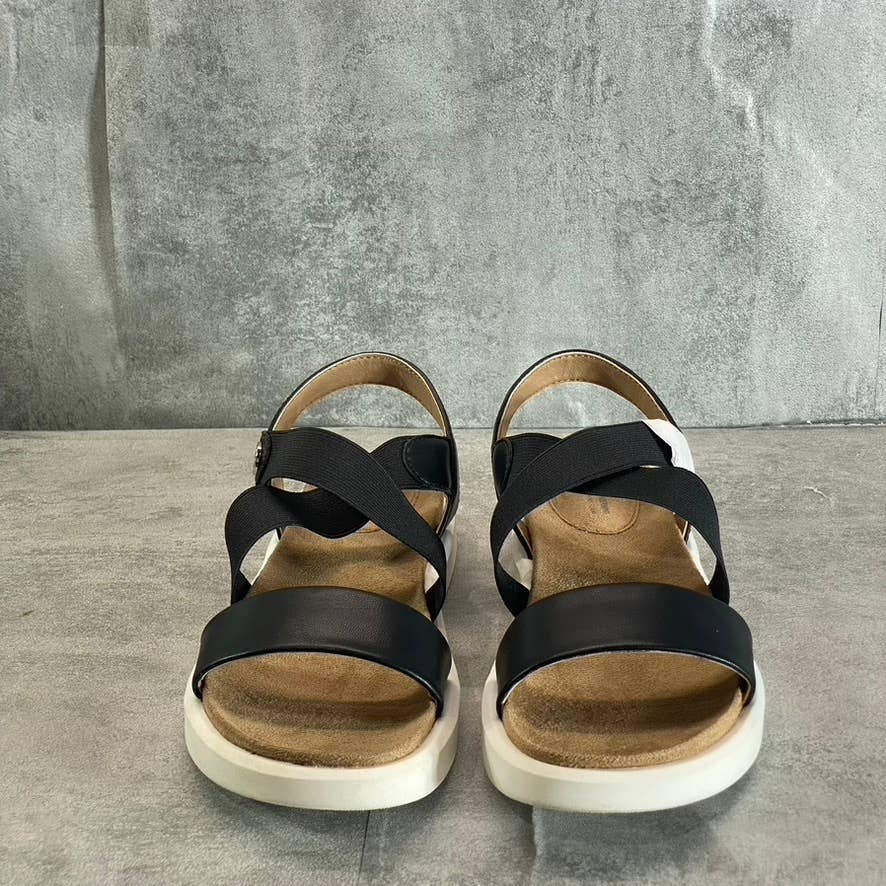 GIANI BERNINI Women's Black Strappy Flixii Faux Leather Casual Sandals SZ 9
