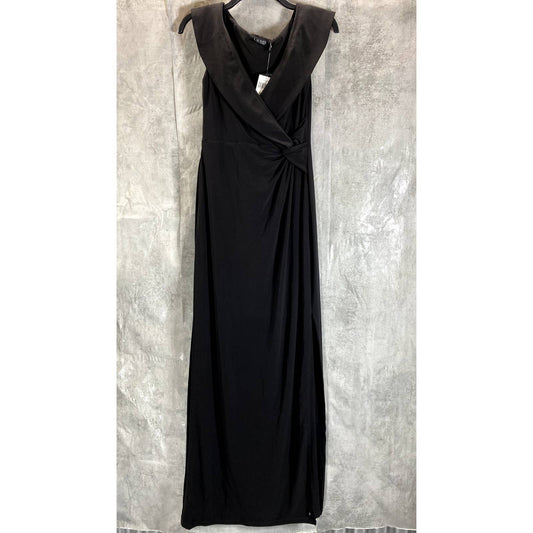 LAUREN RALPH LAUREN Women's Black Jersey Off-The-Shoulder Side-Slit Dress SZ 4