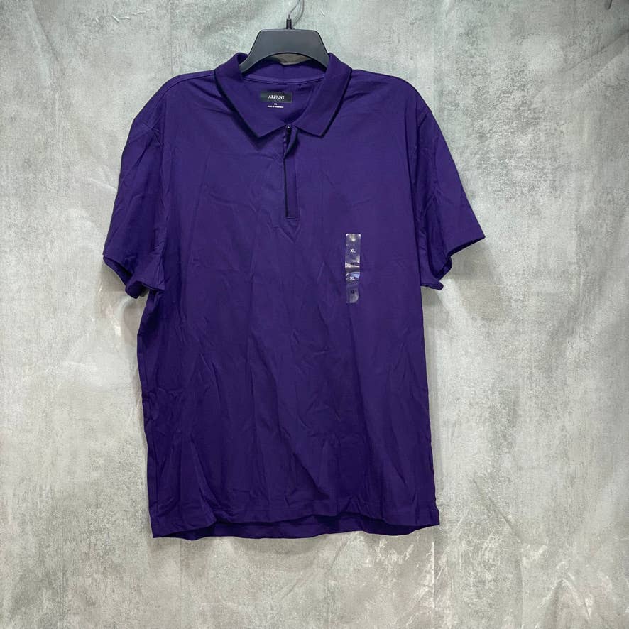 ALFANI Purple Zip Short Sleeve Polo Shirt SZ XL