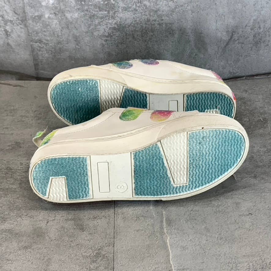 MY BUTTERFLY Girl's White Rainbow Fly Ease Slip-On Sneakers SZ 3