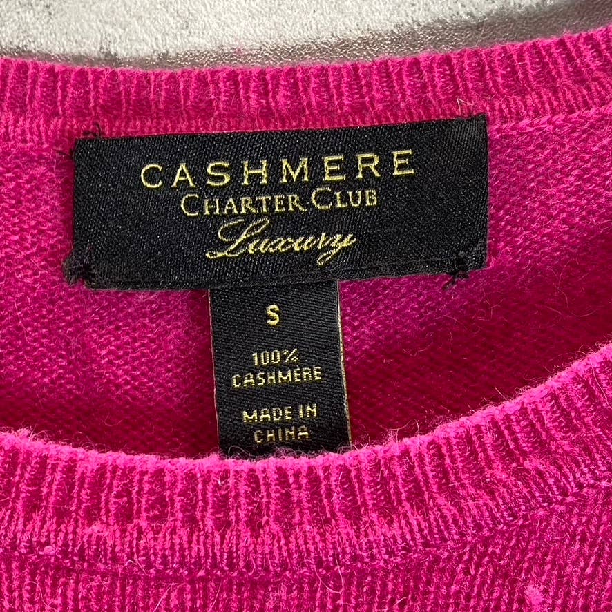 CHARTER CLUB Women's Fuchsia Flirt Cashmere Crewneck Pullover Sweater SZ S