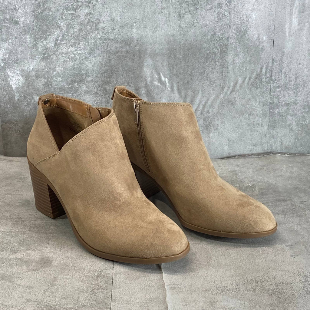 STYLE & CO Women's Light Taupe Felaa Asymmetrical Round-Toe Booties SZ 9.5