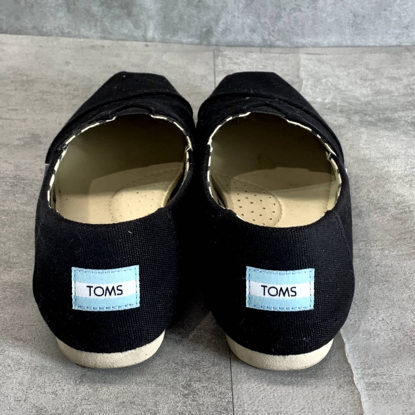 TOMS Women's Black Canvas Alpargata Recycled Lightweight Slip-On Flats SZ 7