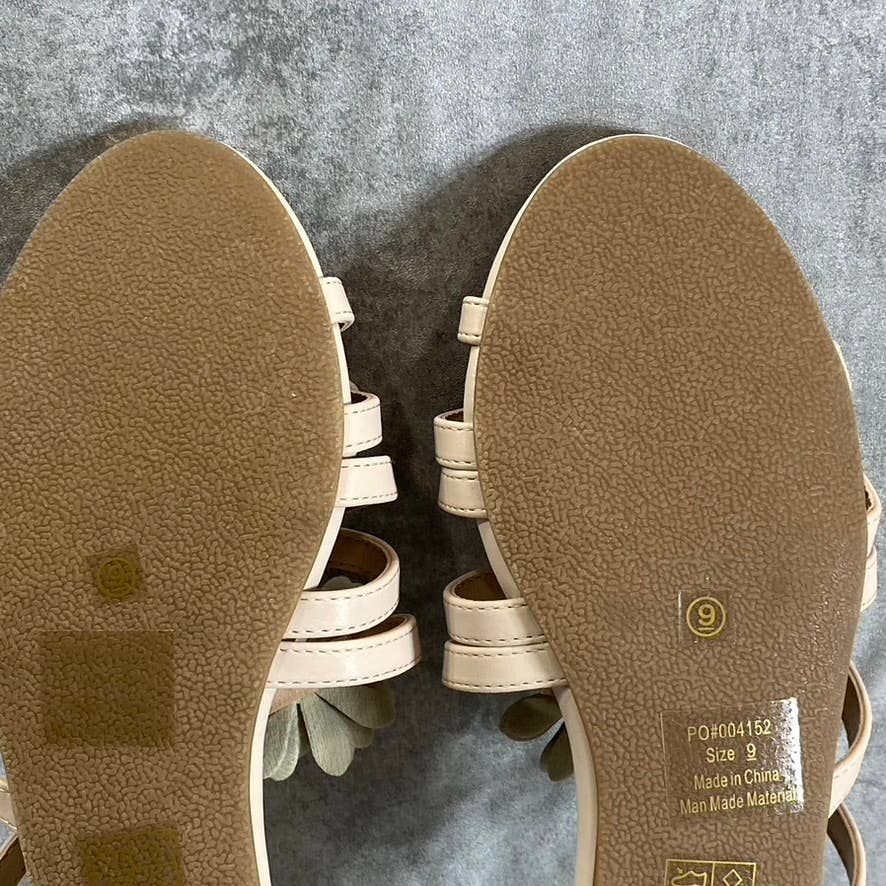 JOURNEE COLLECTION Women's Nude Dolliah 3D Flower-Detail Slide Sandals SZ 9