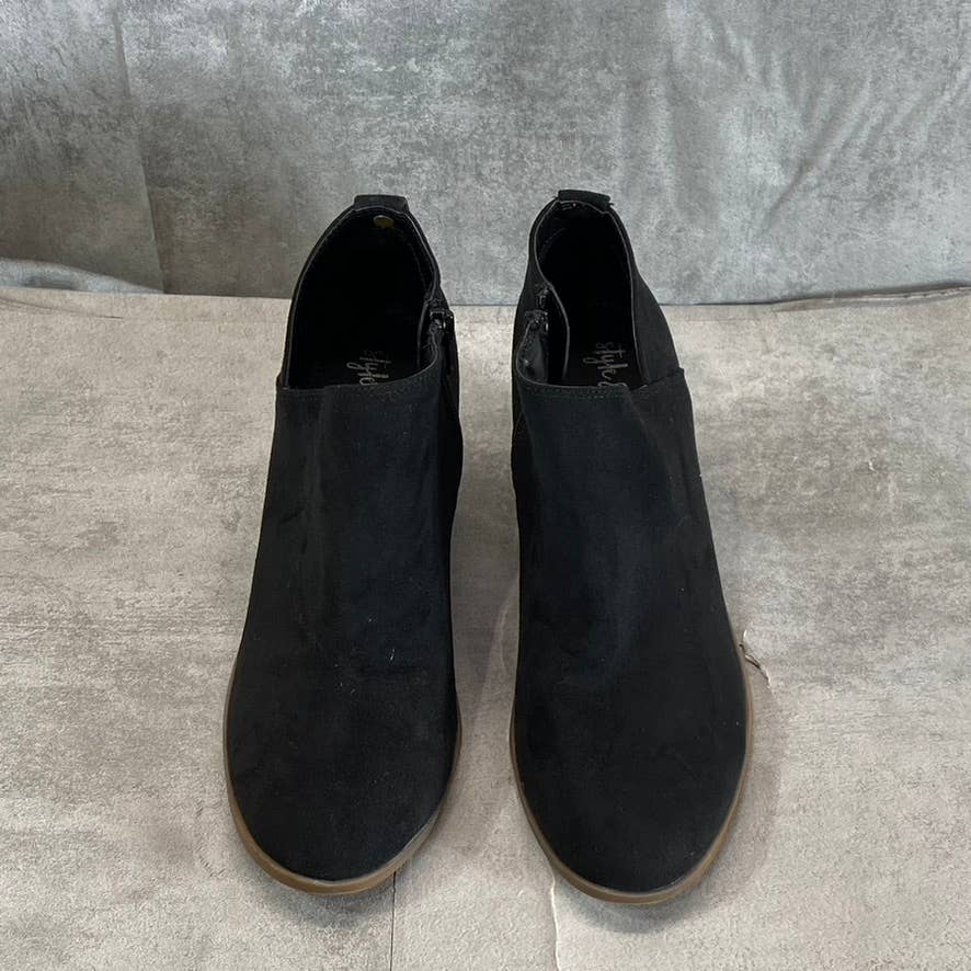 STYLE & CO Women's Black Felaa Asymmetrical Round-Toe Block-Heel Booties SZ 7