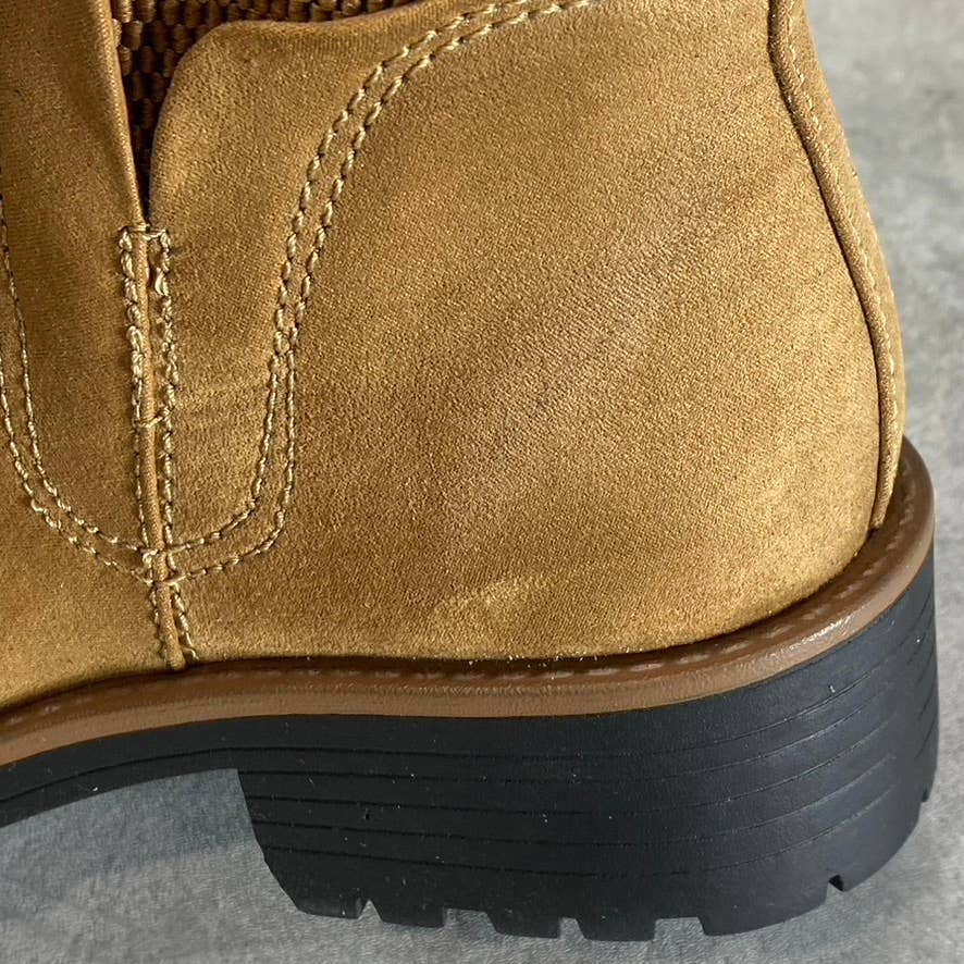 SUN+STONE Women's Tan Micro Kandy Round-Toe Lug-Sole Block-Heel Ankle Boots SZ 6