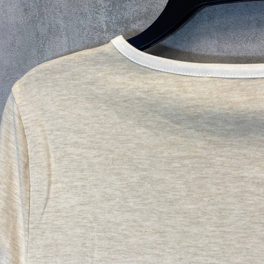 KAREN SCOTT Women's Oatmeal Colorblock Crewneck Long Sleeve Tunic Top SZ M