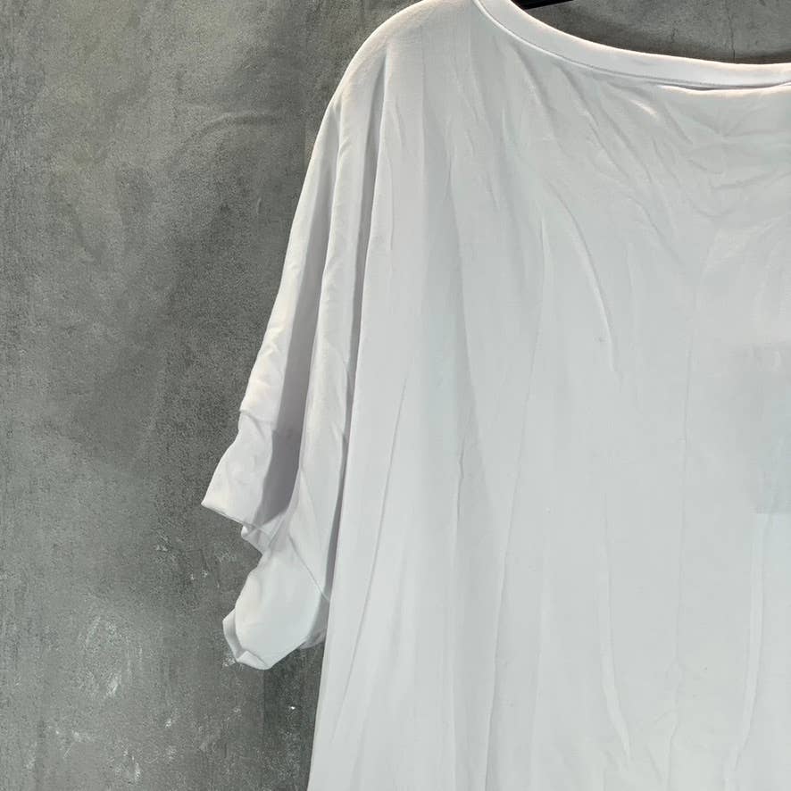 24SEVEN COMFORT APPAREL Women's White Scoop-Neck Loose-Fit Dolman Sleeve Dress