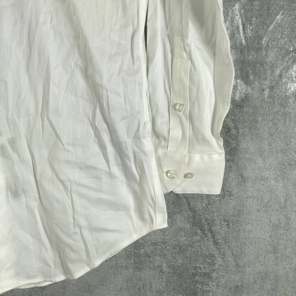 ALFANI Men's White Athletic-Fit Performance Stretch Twill Textured Shirt SZ S
