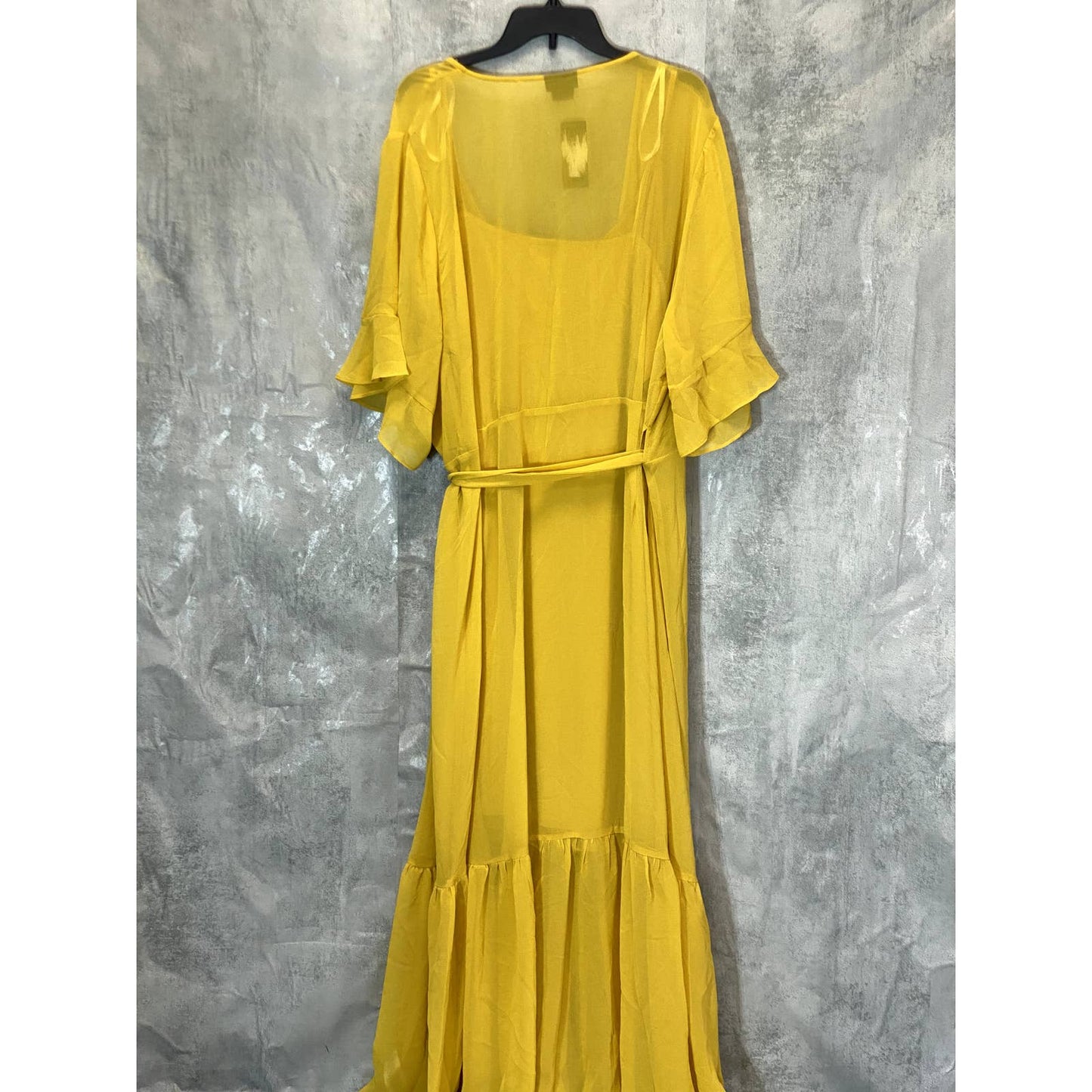 CITY CHIC Women's Plus Size Golden Flutter Sleeve Wrap Maxi Dress SZ XXL