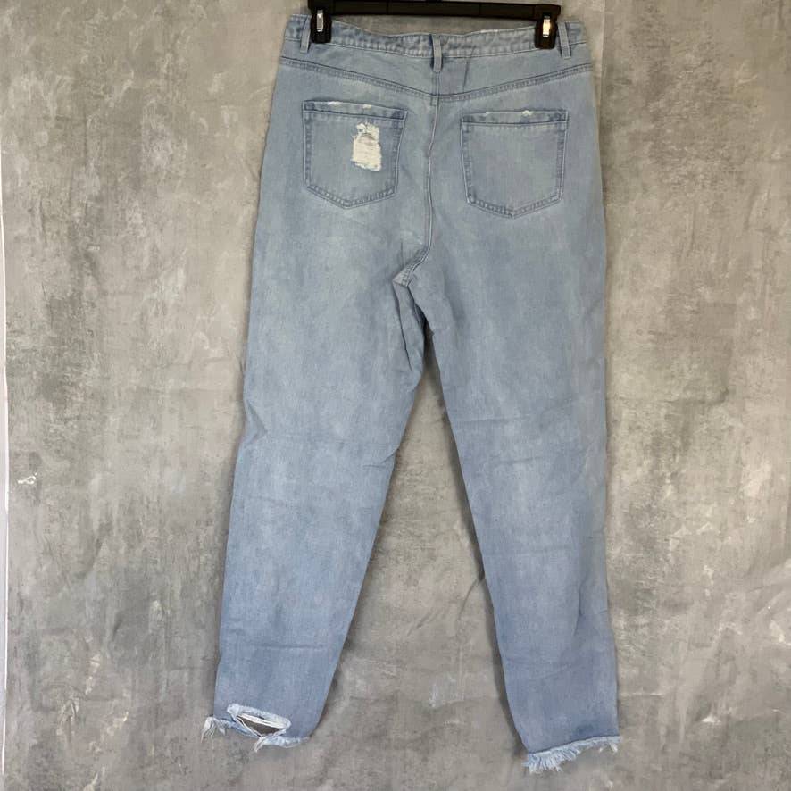 MISSGUIDED Light Wash Tall Frayed Hem Distressed Detail Denim Jeans SZ 10L